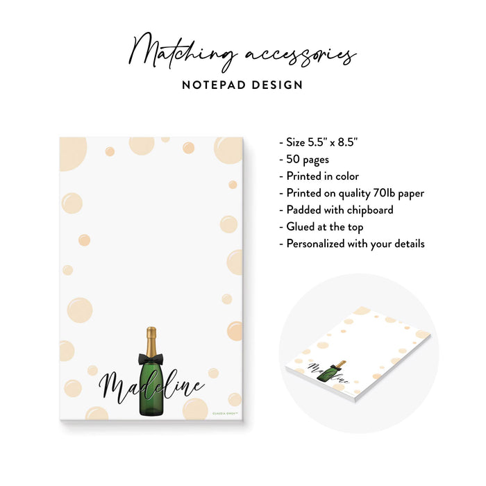 Bubbles and Bowties Birthday Invitation Card with Champagne Bottle, Creative Womens Birthday Invitations, Champagne Birthday Bash Invites