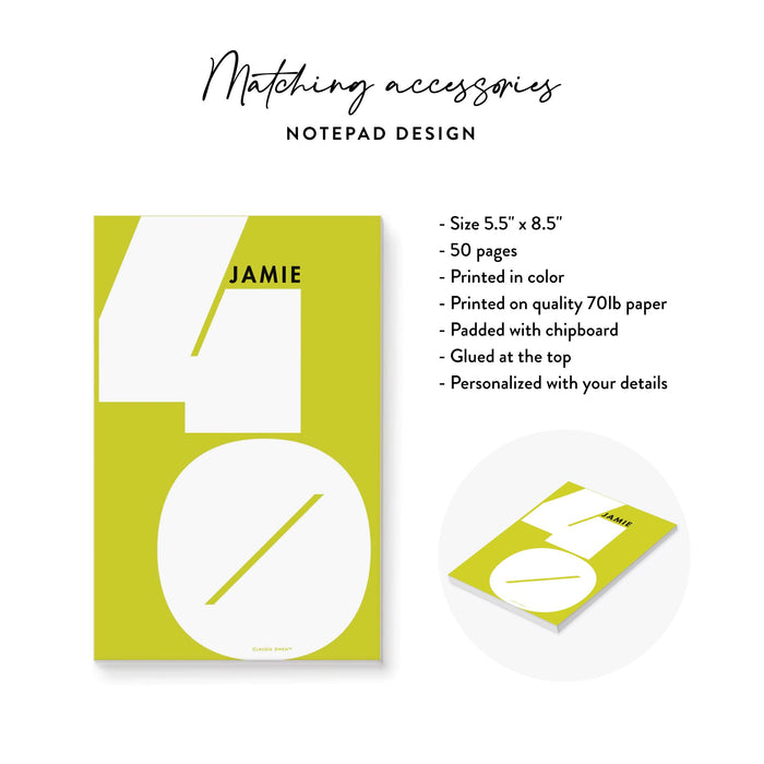 40th Birthday Party Invitation Card with Bright Yellow Background, Unique Invitations for Adult Birthday Celebration