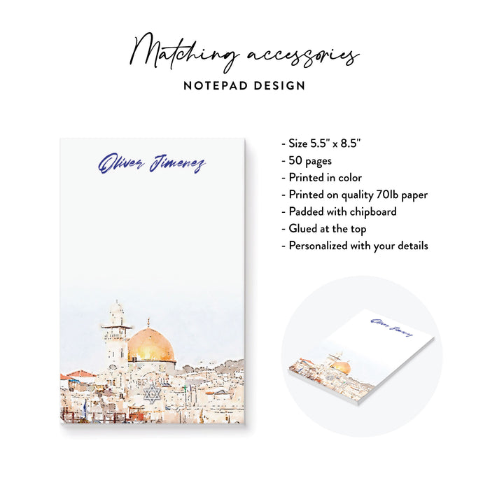 Bar Mitzvah Invitation Card with Watercolor Dome of the Rock Illustration, Personalized Jewish Birthday Invitations, B'nai Mitzvah Invites