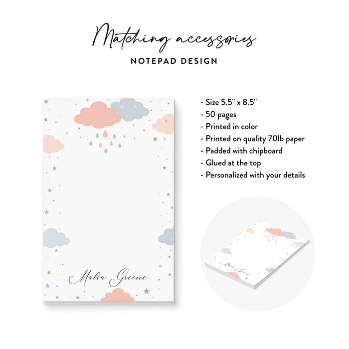 Cute Baby Shower Invitation Card with Rain Clouds, Cloudy Invites for Baby Shower Celebration with Raindrops