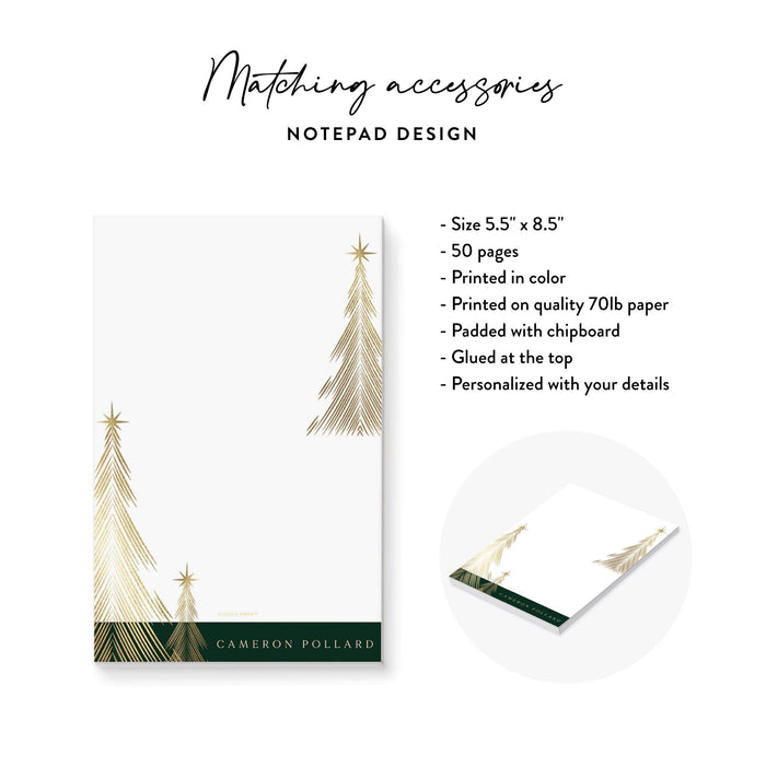 Green and Gold Holiday Party Invitation with Christmas Trees, Company Holiday Invitations, Work Christmas Party Invites