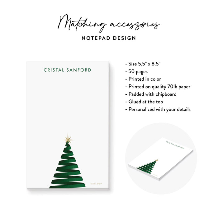 Company Christmas Party Invitation Card with Creative Christmas Tree Illustration and Gold Star, Corporate Christmas Invite Cards