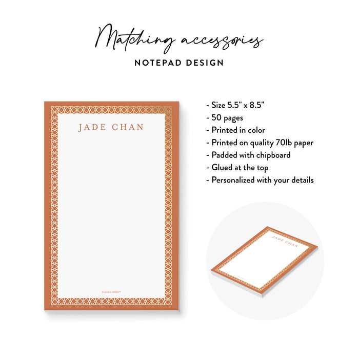 Burnt Orange Wedding Invitation Card with Intricate Border, Classic Laced Border Wedding Invitation