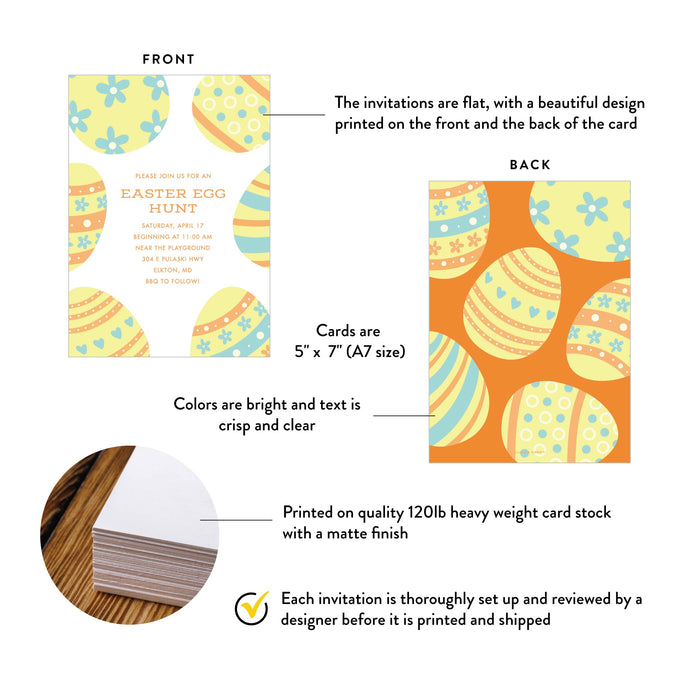 Creative Party Invitation Card for Easter Egg Hunt, Easter Holiday Invitations, Easter Brunch and Egg Hunt Invites