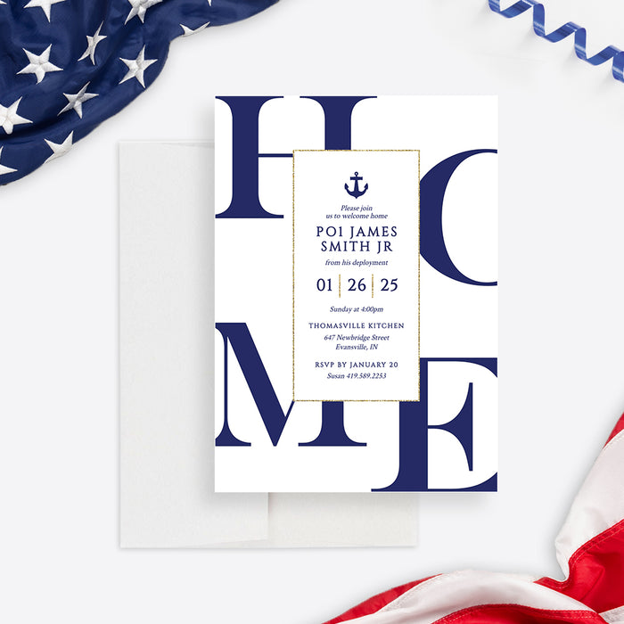 US Navy Welcome Home Party Invitation Template, Homecoming Digital Invites, Deployment Welcome Home Son, Marine Hero's Welcome