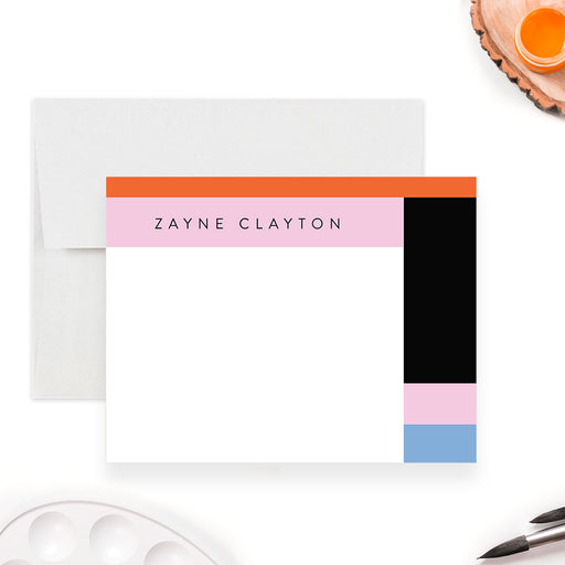 Personalized color block note card with bold modern design