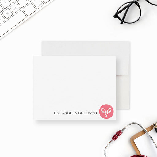 Personalized OBGYN thank you card with script text and soft pastel design