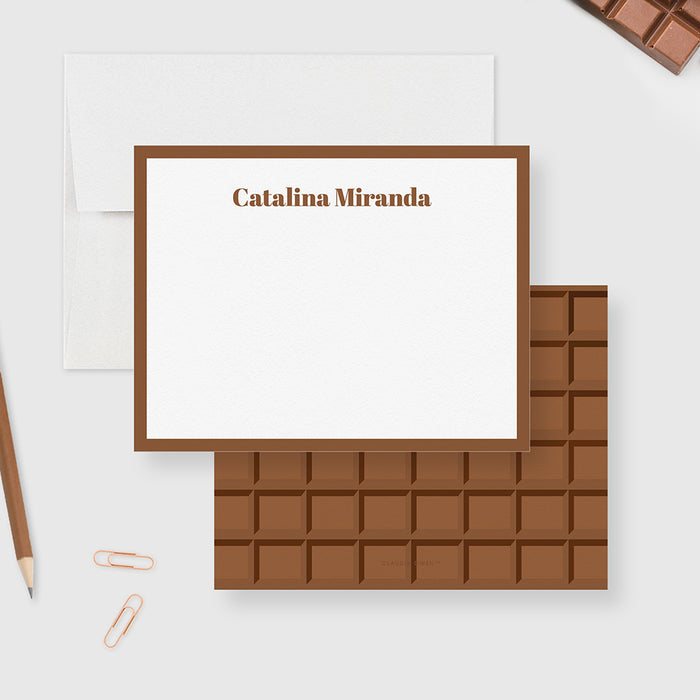 Chocolate Bar Personalized Stationery for Women, Fun Note Card For Kids, Notecard Gift For Her, Chocolate Lovers Gift, Chocolate Thank You Cards