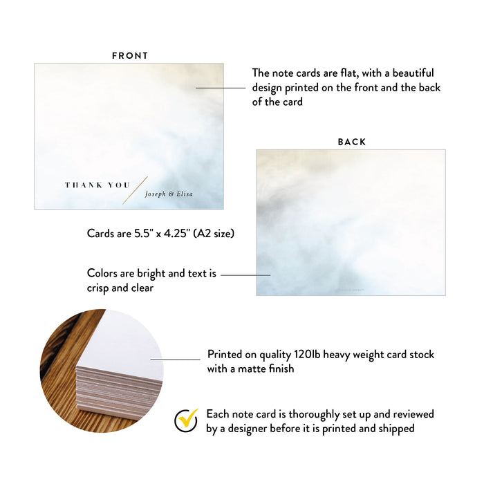 Elegant Personalized Wedding Thank You Card Watercolor Design