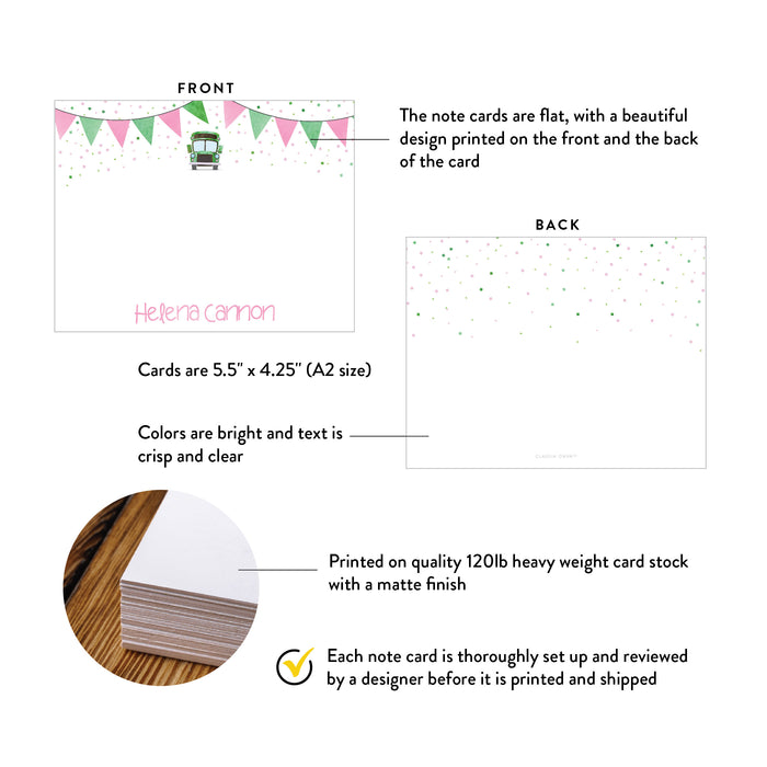 School Bus Birthday Thank You Card Personalized Kids Stationery