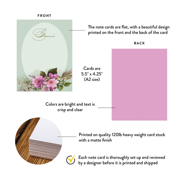 Personalized Floral Thank You Card Custom Stationery