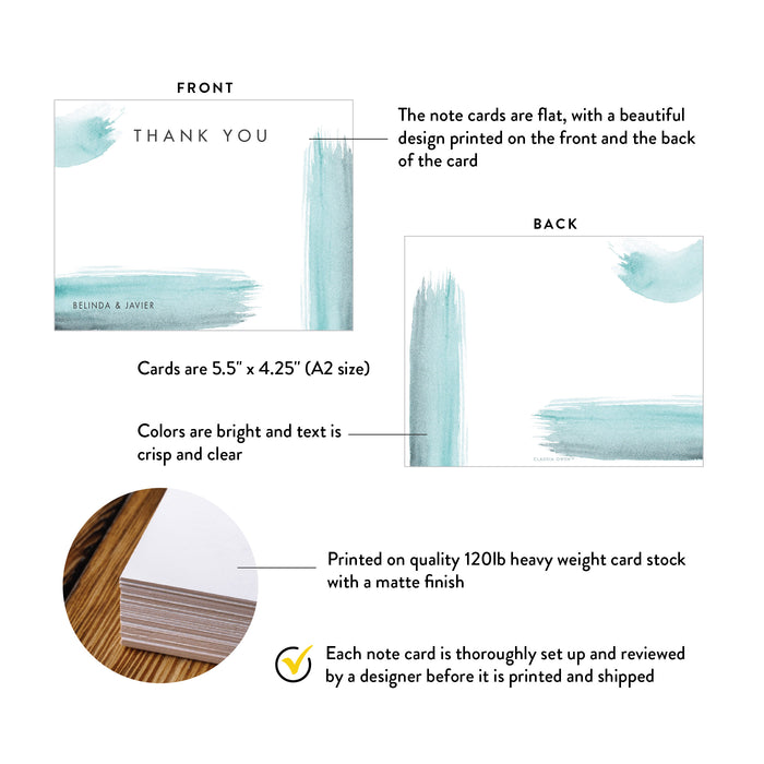 Personalized Wedding Thank You Card in Blue Watercolor