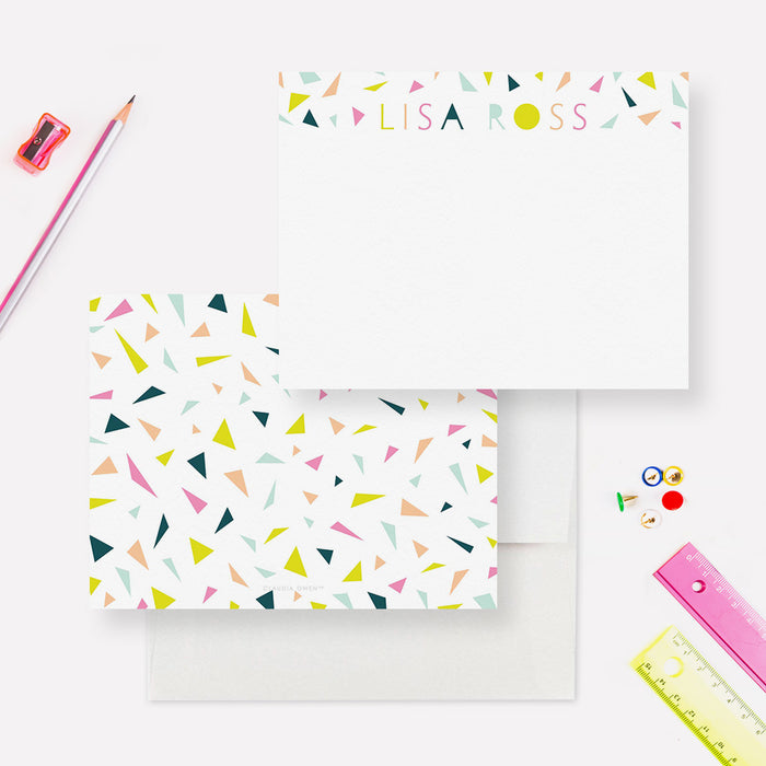 Colorful Personalized Teen Note Card, Confetti Kid's Stationery Set, Birthday Thank You Note Card, Fun Children's Stationary