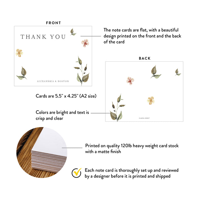 Botanical Wedding Thank You Card Floral Note Card