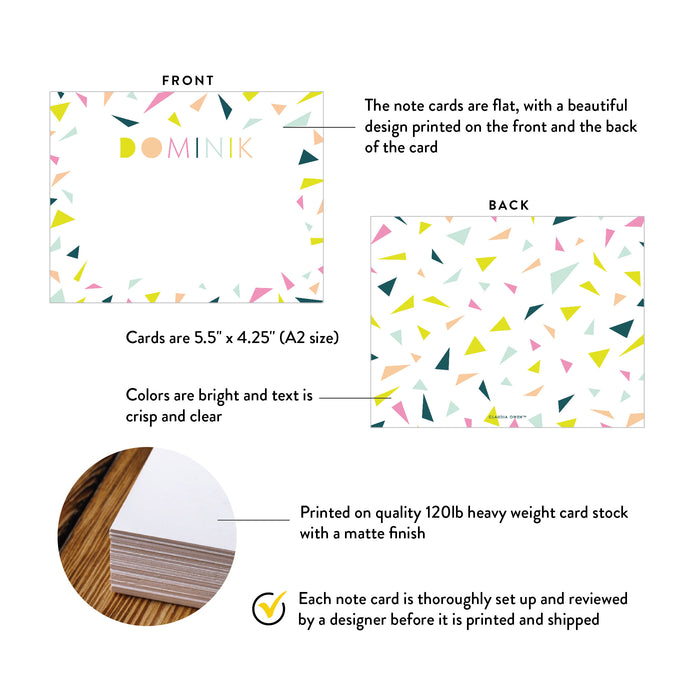 Personalized Note Card Colorful Confetti Design