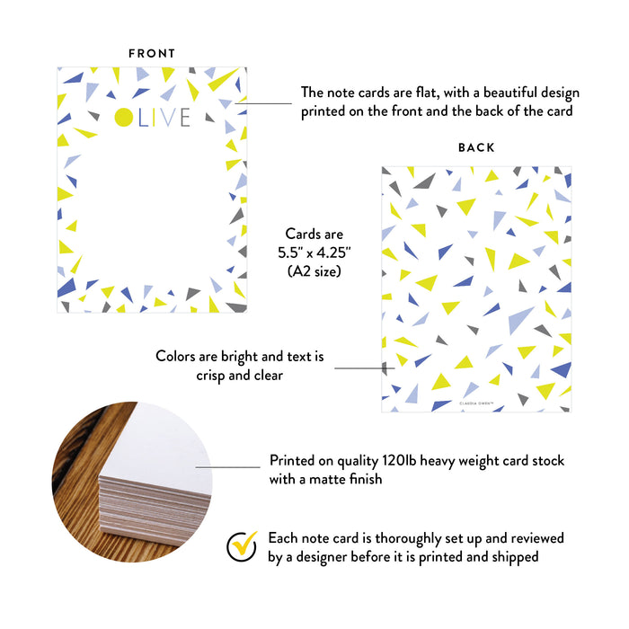 Personalized Confetti Note Card Custom Colorful Stationery