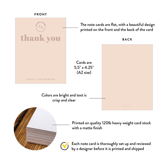 Simple and Chic Wedding Thank You Card in Soft Taupe Colors,  Happily Ever After Thank You Note Card