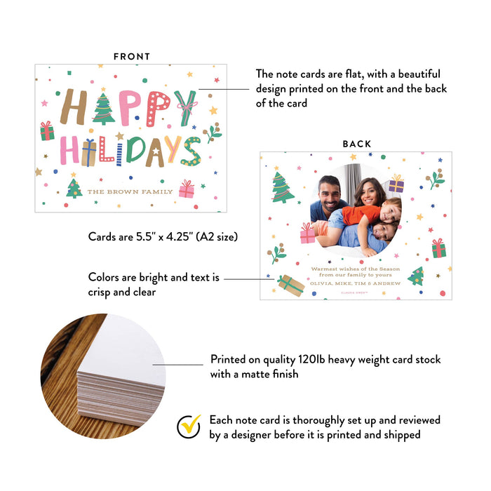 Colorful Christmas Photo Greeting Card Happy Holidays