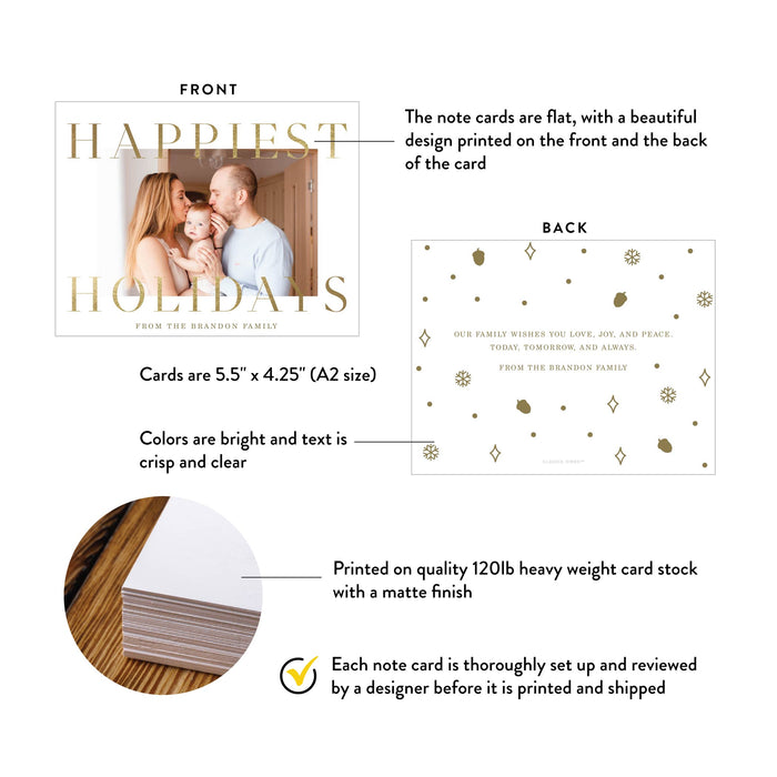 Family Photo Christmas Card Gold Holiday Greeting