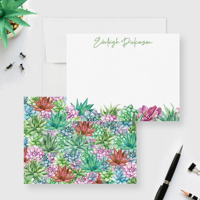 Cactus Note Card, Succulent Novelty Stationery Set, Succulent Thank You Card, Watercolor Cactus Cacti Gift