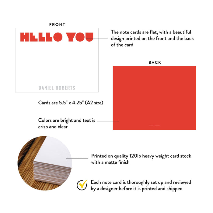 Personalized Note Cards Modern Red Stationery