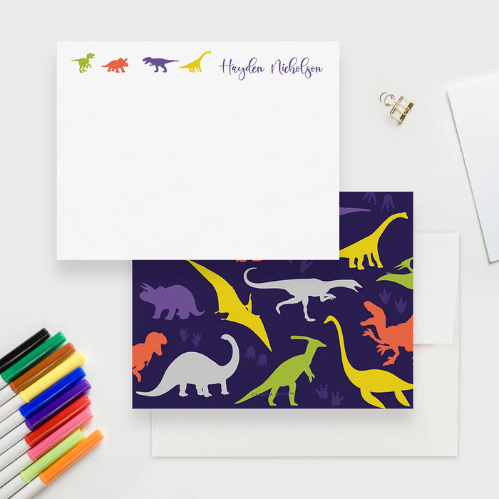 Dinosaur Note Card, Colorful Children Stationery Set, Dinosaur Party Thank You Cards, Kids Note Card, Dinosaur Gift for Boys, Dino Gift Stationery