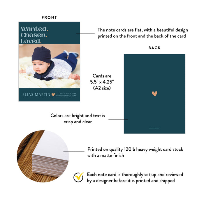 Personalized Adoption Announcement Card with Baby Photo