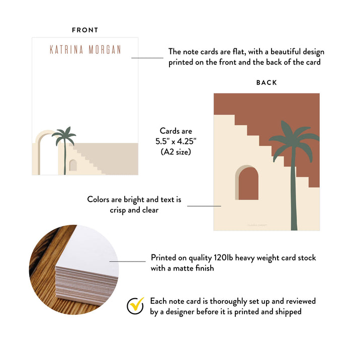 Personalized Boho Bridal Shower Note Card with Desert Palm Tree