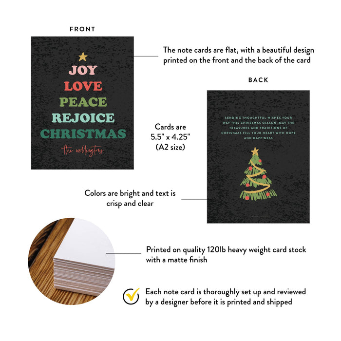 Personalized Christmas Greeting Card Joy Love Peace