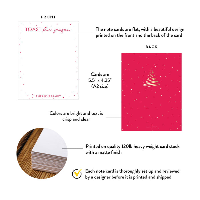 Personalized Holiday Note Cards Toast the Season