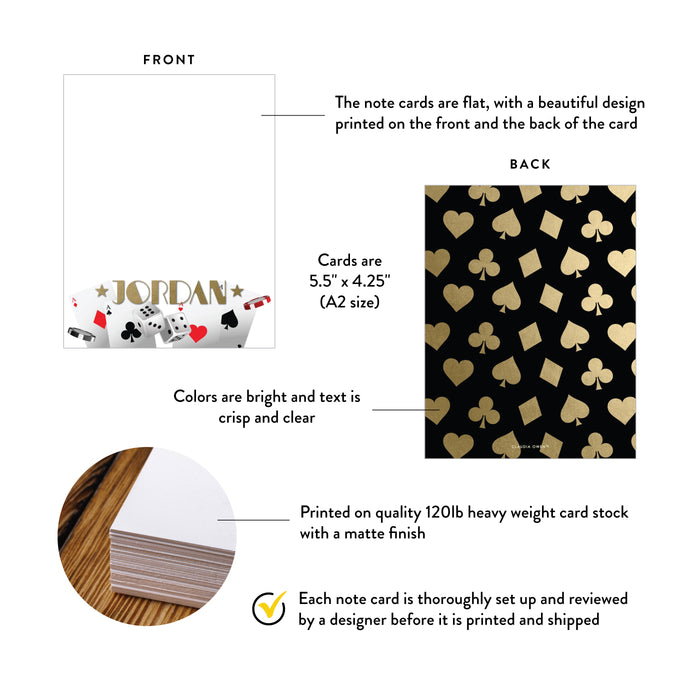 Casino Night Personalized Note Card Poker Theme