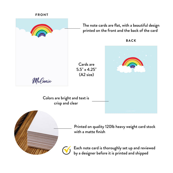 Rainbow Thank You Cards Kids Birthday Personalized Stationery