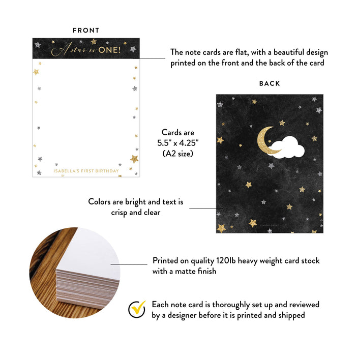 Personalized Kids Thank You Note Card Starry Design