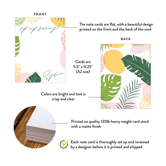 Personalized Bachelorette Note Card Tropical Botanical Leaves Design