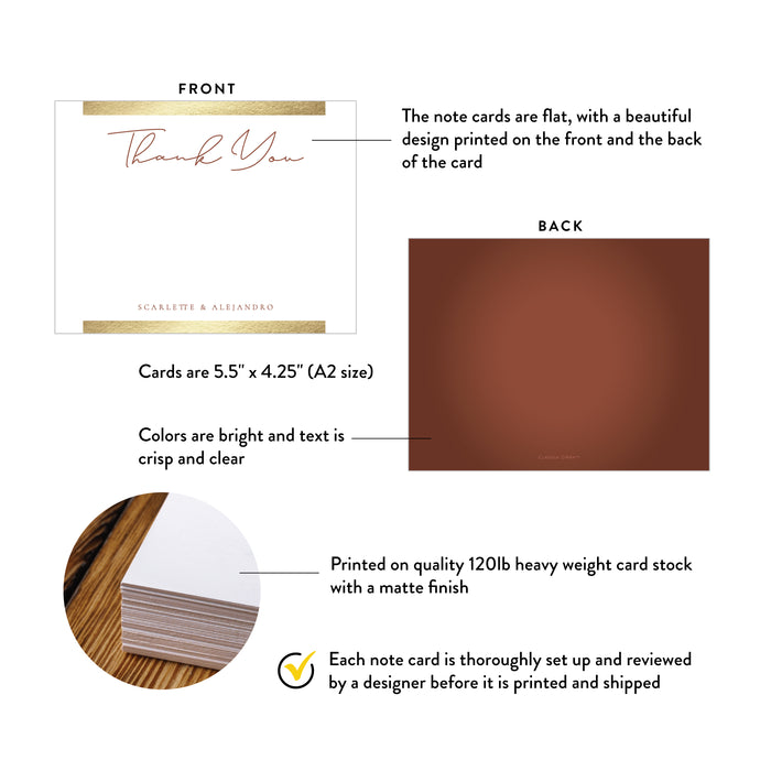 Personalized Wedding Thank You Cards Elegant Terracotta