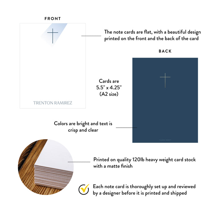 Personalized Navy Blue First Holy Communion Thank You Cards