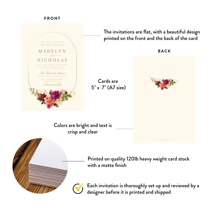 Floral Wedding Invitation Elegant Vintage Design