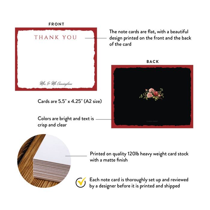 Personalized Wedding Thank You Card Elegant Floral Stationery