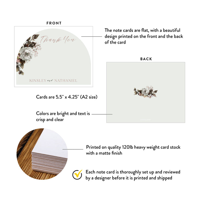Wedding Thank You Card Elegant Arch Vintage Floral