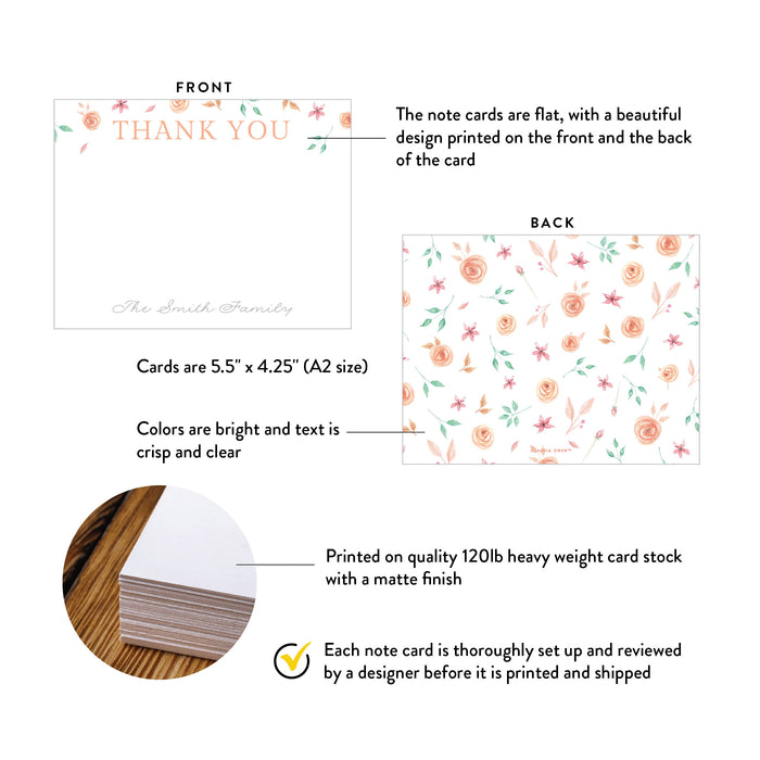 Personalized Floral Thank You Card Spring Party Stationery