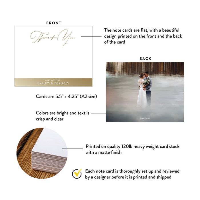 Elegant Wedding Thank You Card Personalized Couple Stationery