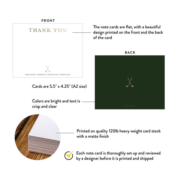 Corporate Golf Thank You Card Personalized Professional Stationery