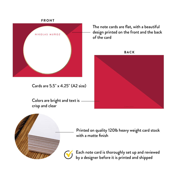 Red and Gold Personalized Thank You Card Elegant Stationery