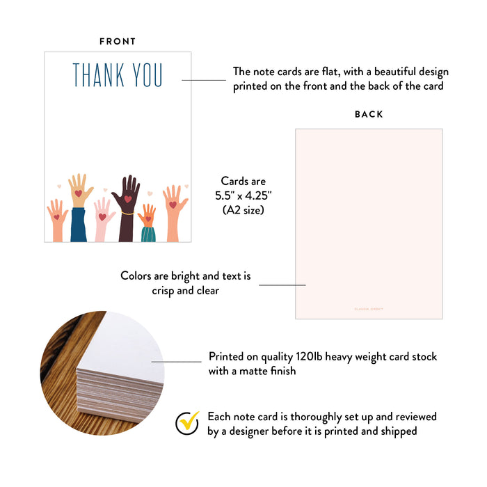 Helping Hands Charity Thank You Card Fundraiser Stationery Gift