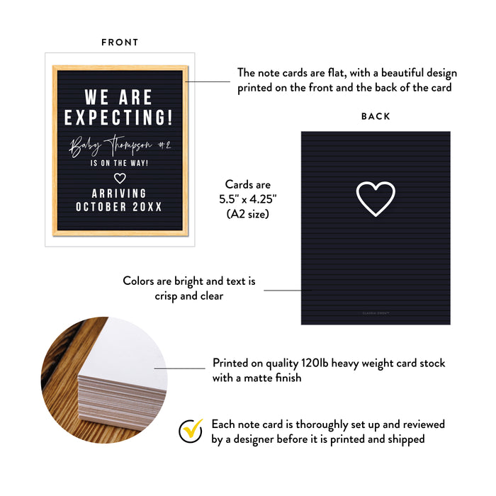 Pregnancy Announcement Card We Are Expecting Letter Board