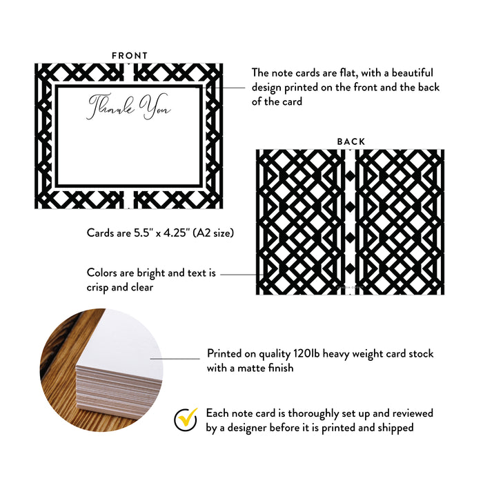 Monochrome Note Card with Geometric Black and White Pattern, Personalized Business Thank you Cards, Thank You Card for a Client