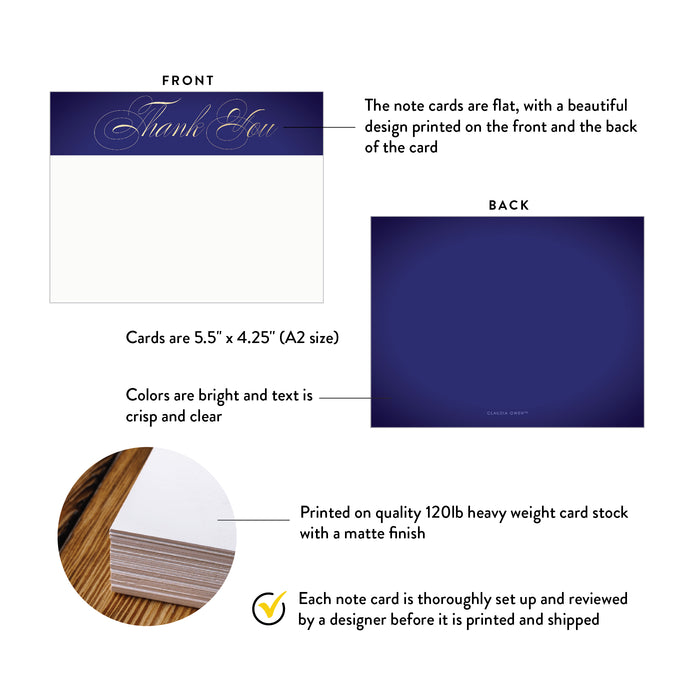 Thank You Cards for Annual Fundraising Galas and Events in Royal Blue and Gold Theme