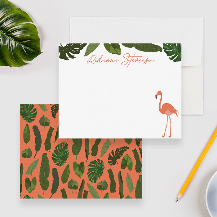 Flamingo Note Cards, Tropical Bird Stationery Set, Kids Animal Stationery, Flamingo Gifts, Flamingo Thank You Cards
