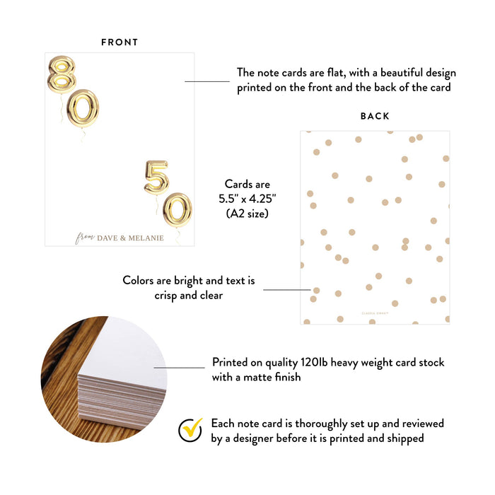 Joint Milestone Birthday Thank You Card Gold Balloon