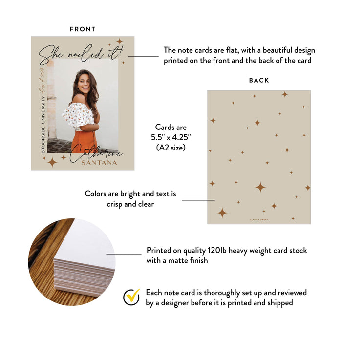 She Nailed It Graduation Photo Announcement Card